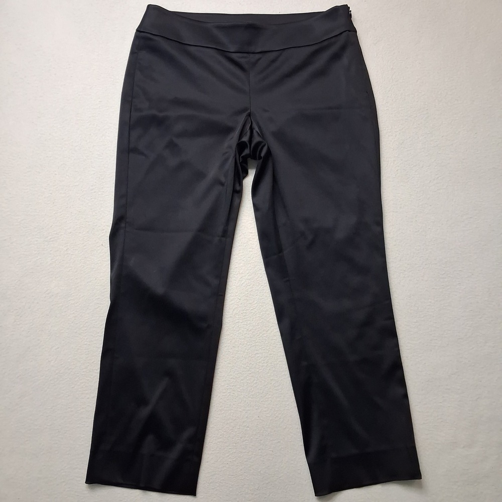 White House Black ⁵Market‎ Slim Leg Trousers Black Satin Side Zip Dress Pants 8R